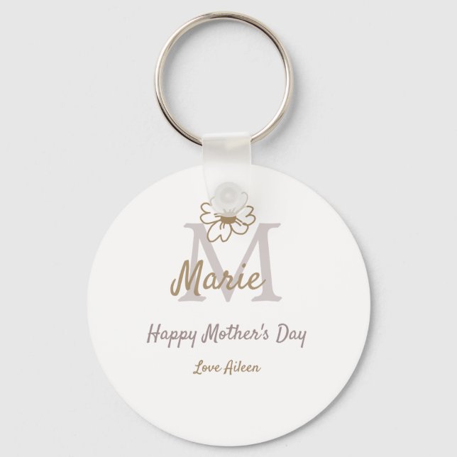 Llavero simple minimal mother's day monogram golden gray f (Anverso)