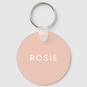 Llavero Simple Minimalist Blush Pink Custom Name