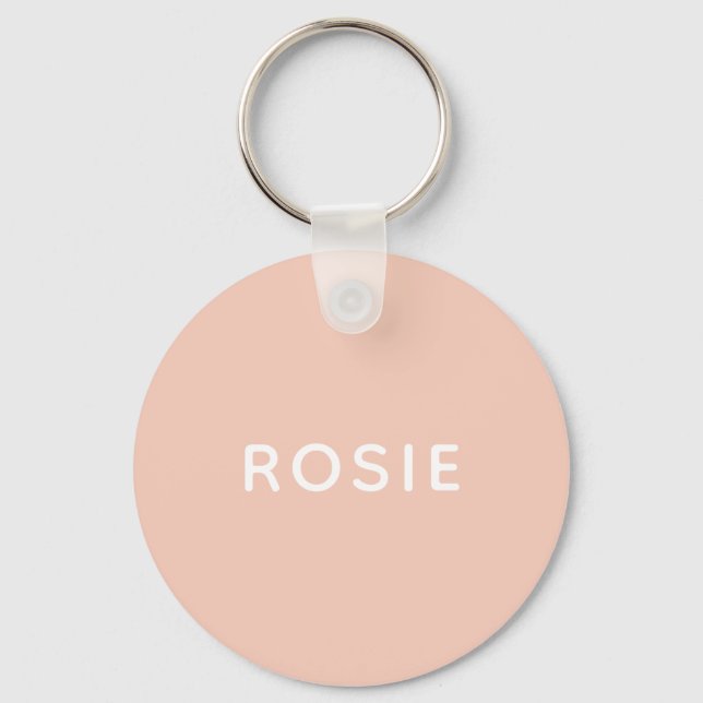 Llavero Simple Minimalist Blush Pink Custom Name (Anverso)