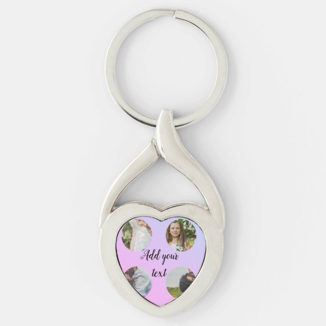 Llavero simple mínimo añadir el texto del collage de fotos (Anverso)