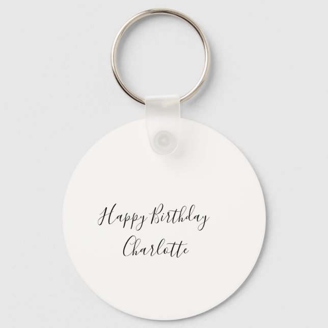 LLAVERO SIMPLE MÍNIMO.NOMBRE DE BEBÉ FELIZ CUMPLEAÑOS  (Anverso)
