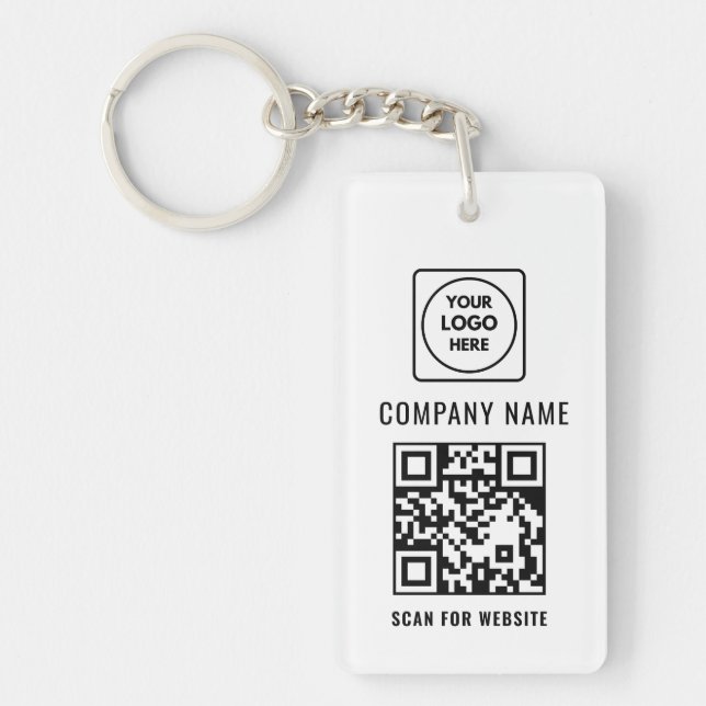 Llavero Simple Modern Logo QR Code Business Keychains (Frente)