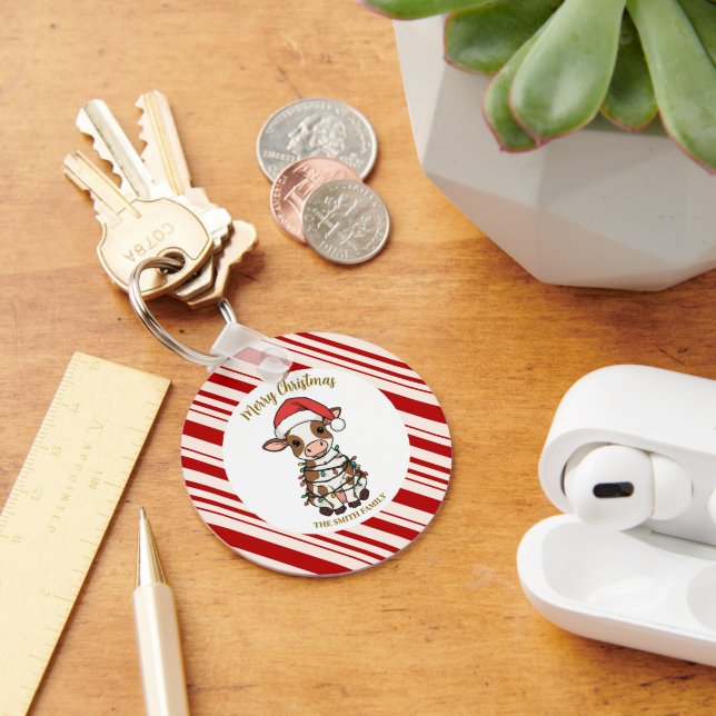 Llavero Simple modern merry christmas calf Cow OX pattern (Escritorio )