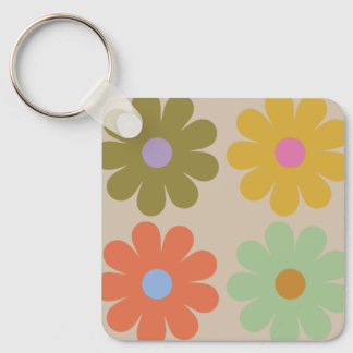 Llavero Simple Pastel Vintage Flower Pattern