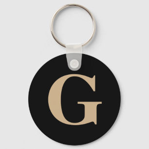 Llavero Simple Personalizado moderno inicial negro y beige