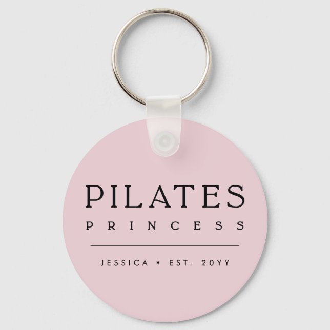 Llavero Simple Personalized Blush Pink Pilates Princess (Anverso)