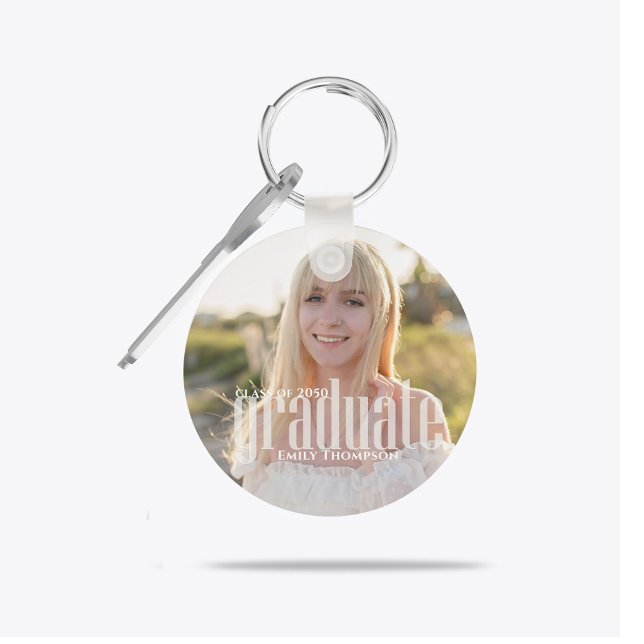 Llavero Simple Photo Graduate Keepsake Custom (Graduate photo typography custom keychain.)