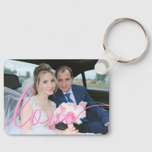Llavero Simple Secuencia Elegante Boda Foto Rosa Amor