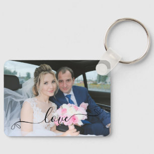 Llavero Simple y elegante guión de foto de boda