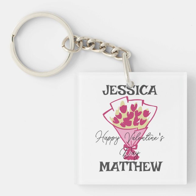 Llavero simple y elegante San Valentín lindo, dulce para p (Frente)