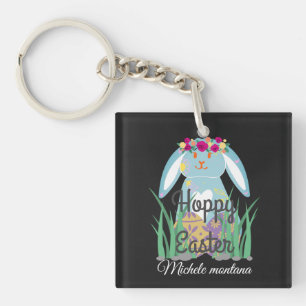 Llavero simple y lindo conejito de Pascua Feliz Familia de