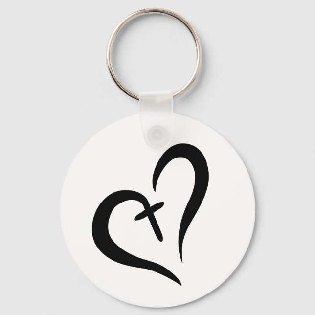 Llavero simple y lindo cruce y corazón | (Anverso)