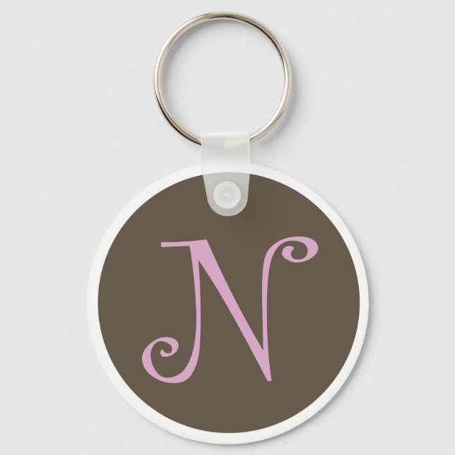 Llavero Simply Brown & Pink Keychain "N" (Anverso)