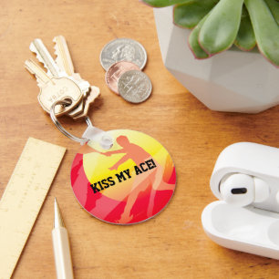 Llavero Simula atleta de tenis de atardecer rojo personali