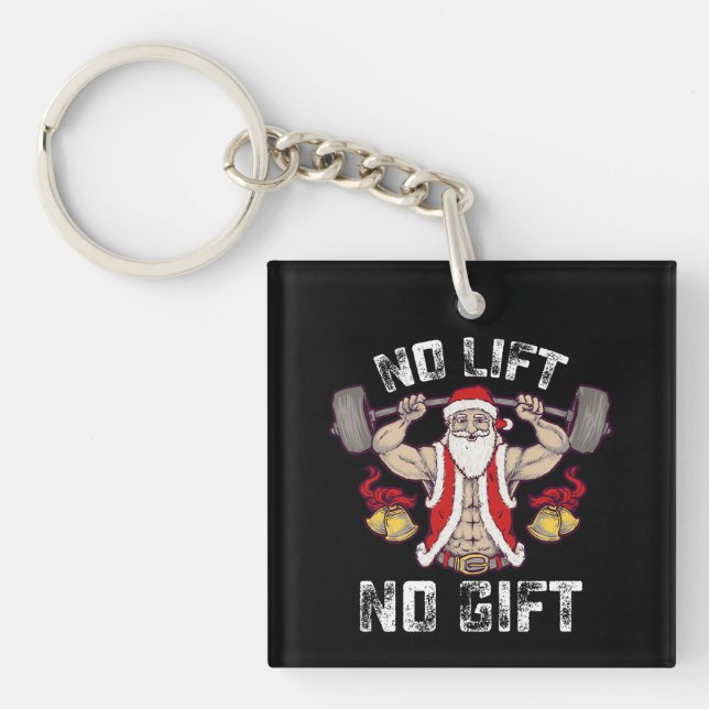 Llavero Sin elevador sin regalo Santa Gym Fitness Christma (Frente)