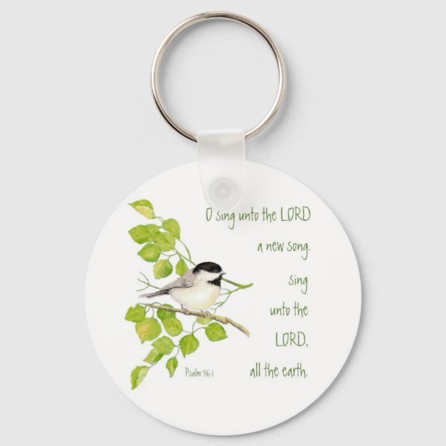 Llavero Sing a New Song to the Lord, Scripture & Bird (Anverso)