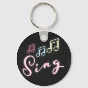 Llavero Sing Neon Music Notes Nombre personalizado