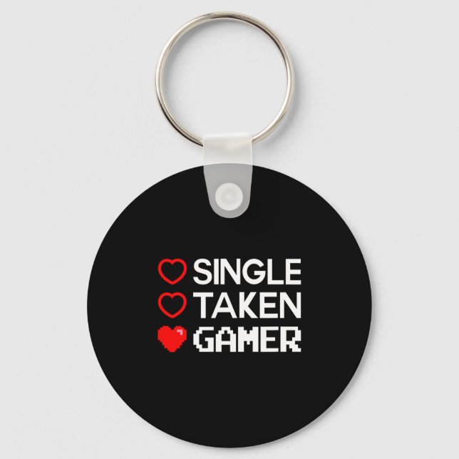 Llavero Single Taken Gamer Valentines Day Gaming Heart Fun (Anverso)
