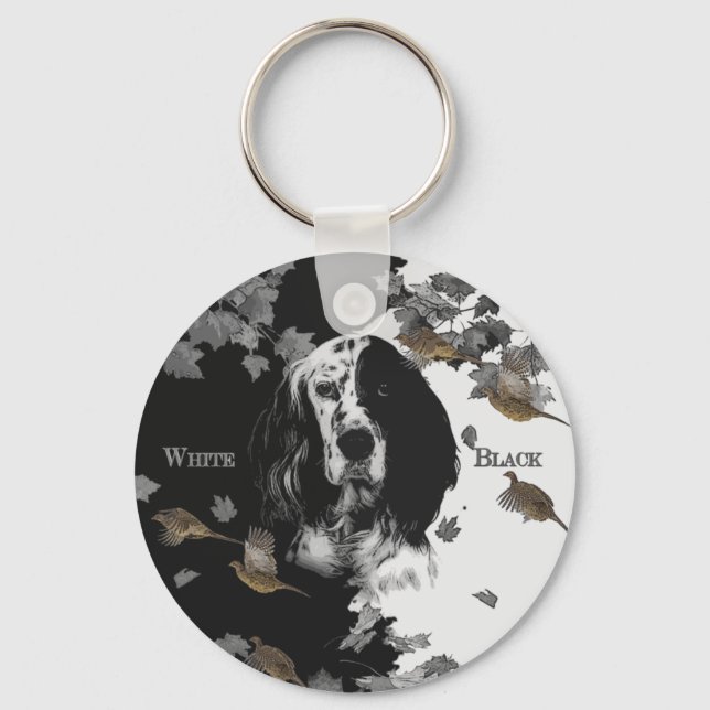 Llavero Sintetizador de inglés blanco y negro (Anverso)