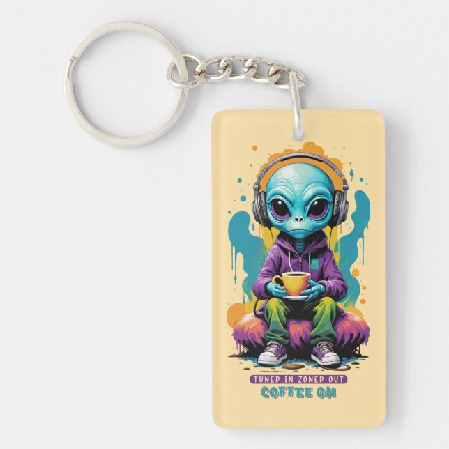 Llavero Sintonizada en el café Zoned out on | Cute Alien A (Frente)