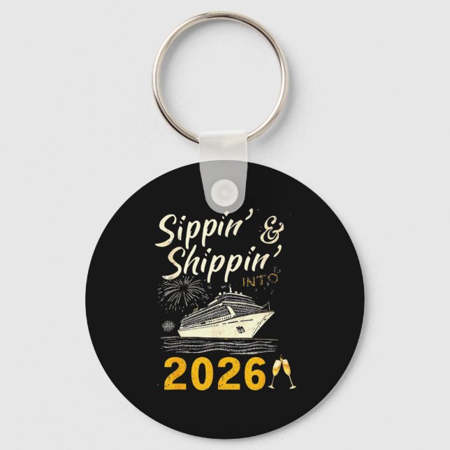 Llavero Sipn’ &amp; Shipn’ Into 2026 Cruise Party, Happy N (Anverso)