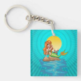 Llavero Sirena bajo una luna llena