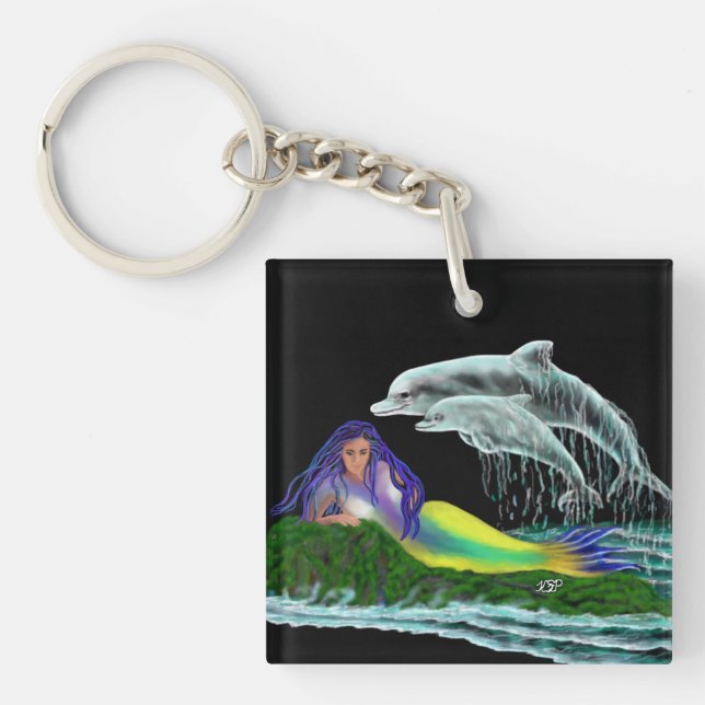 Llavero Sirena con delfines (Frente)