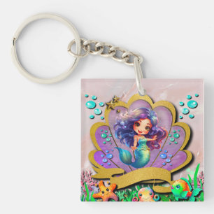 Llavero Sirena, conchas marinas, amigos de animales marino