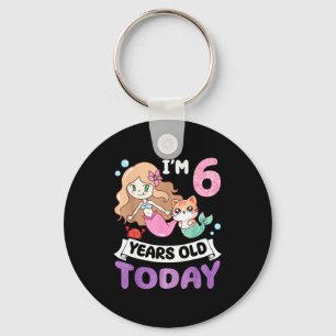 Llavero Sirena gato Kawaii tengo 6 años cumpleaños 6