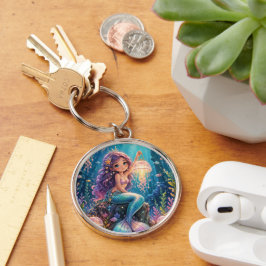 Llavero Sirena linda con linterna de medusa