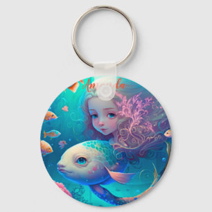 Llavero Sirena nadando con peces