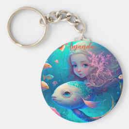 Llavero Sirena nadando con peces