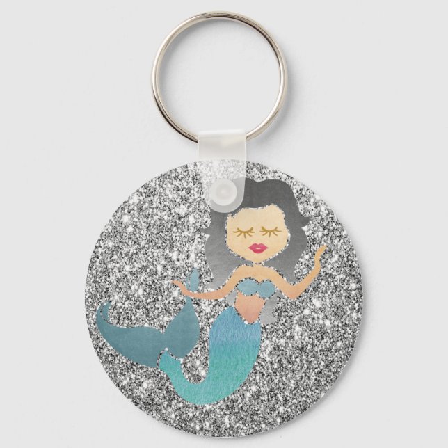 Llavero Sirena sobre brillo de plata (Anverso)