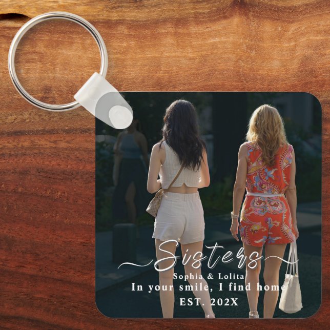 Llavero Sisters Forever – Custom Photo Keychain (Anverso)