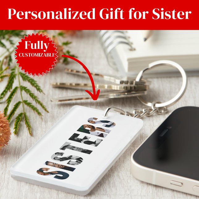 Llavero Sisters Photo Collage Keychain Gift for Sister (Sisters Photo Collage Keychain Gift)