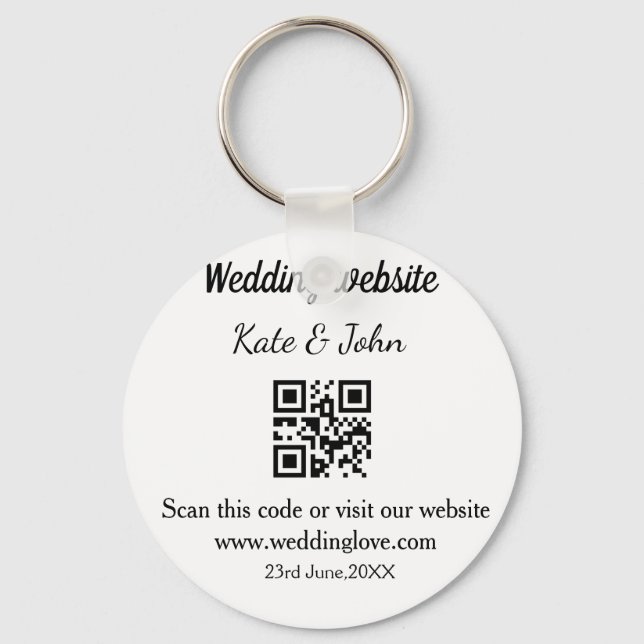 Llavero Sitio web de boda simple minimal QR código agregar (Anverso)