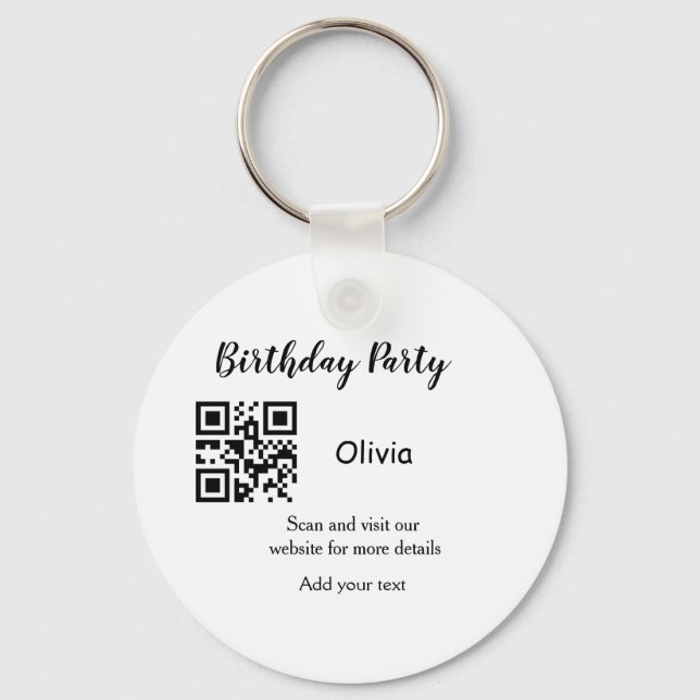 Llavero sitio web de fiesta de cumpleaños simple código de (Anverso)