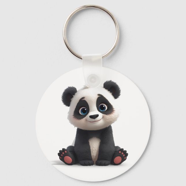 Llavero Sitting Panda Bear Cartoon Illustration Artwork (Anverso)