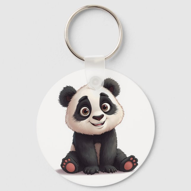 Llavero Sitting Panda Bear Cartoon Illustration Artwork (Anverso)