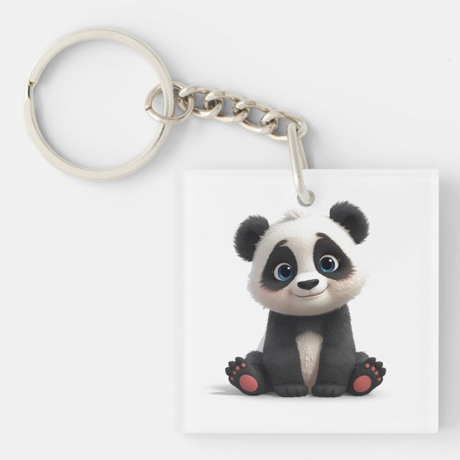 Llavero Sitting Panda Bear Cartoon Illustration Artwork (Frente)