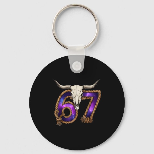 Llavero Six Seven 67 Meme Funny Western Cowboy Bull Skull  (Anverso)