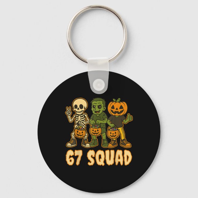 Llavero Six Seven 67 Squad Skeleton Pumpkin Halloween Boys (Anverso)
