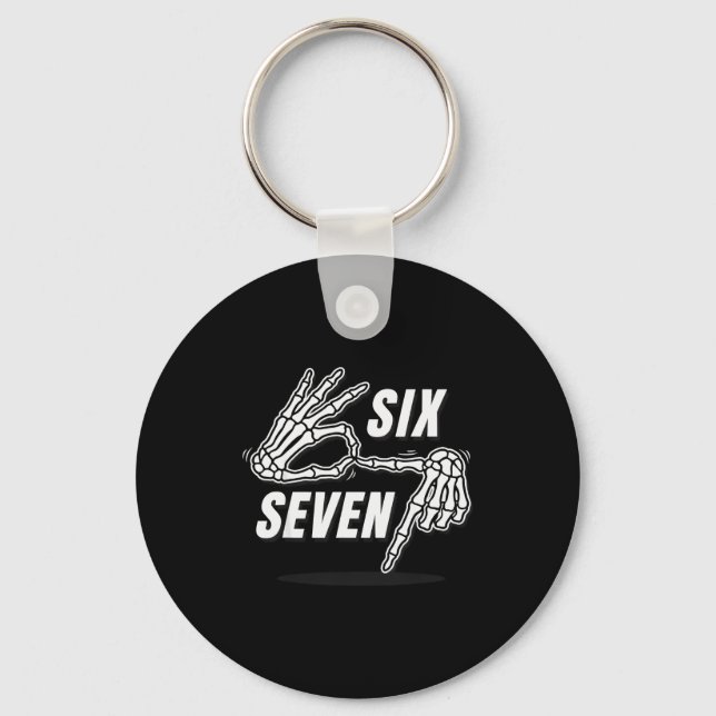 Llavero Six Seven 6 7 Meme Funny Skeleton Hands Sign Let's (Anverso)
