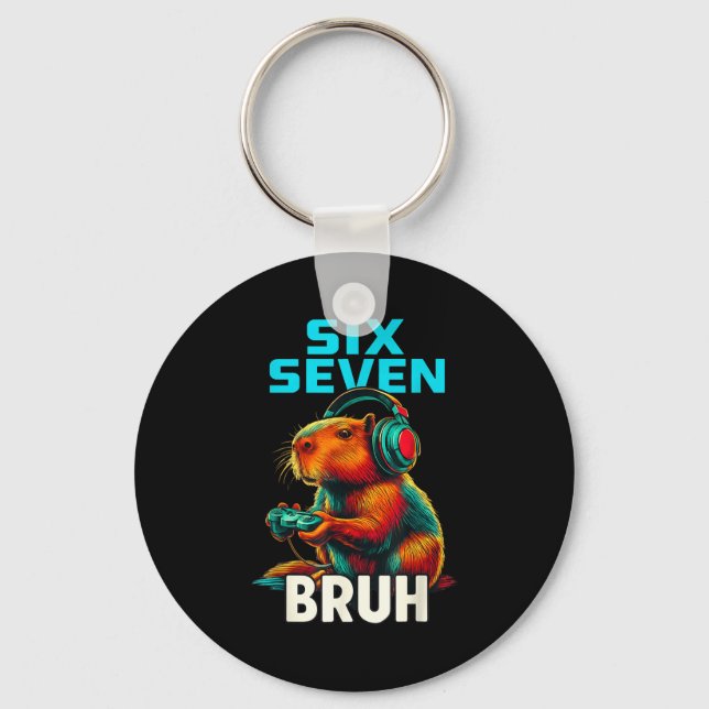 Llavero Six Seven Bruh 67 Meme Funny Capybara  (Anverso)