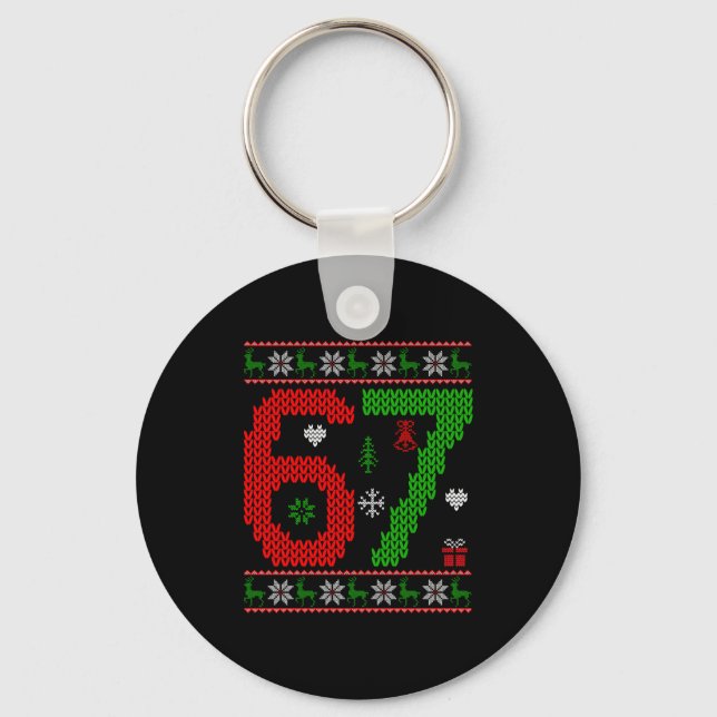 Llavero Six Seven Ugly Christmas Sweater 67 Meme Xmas Boys (Anverso)