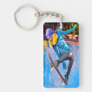 Llavero Skateboarding en el agua