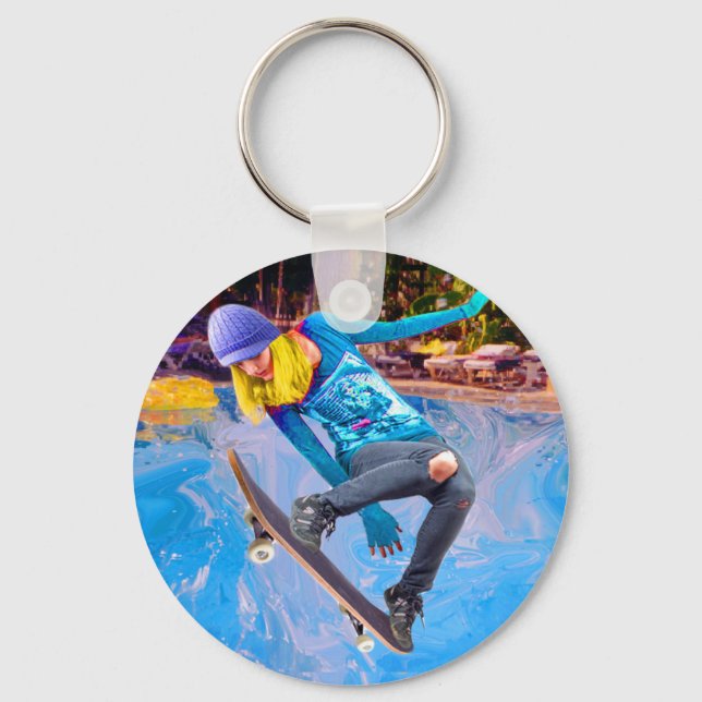 Llavero Skateboarding en el agua (Anverso)