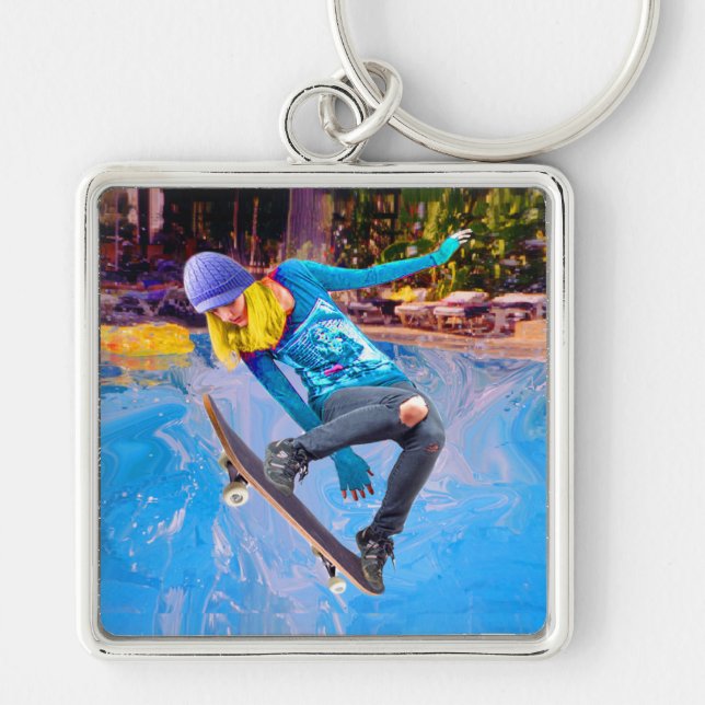 Llavero Skateboarding en el agua (Frente)
