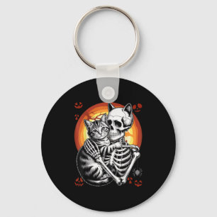 Llavero Skeleton abrazando al gato amante de Halloween Rop