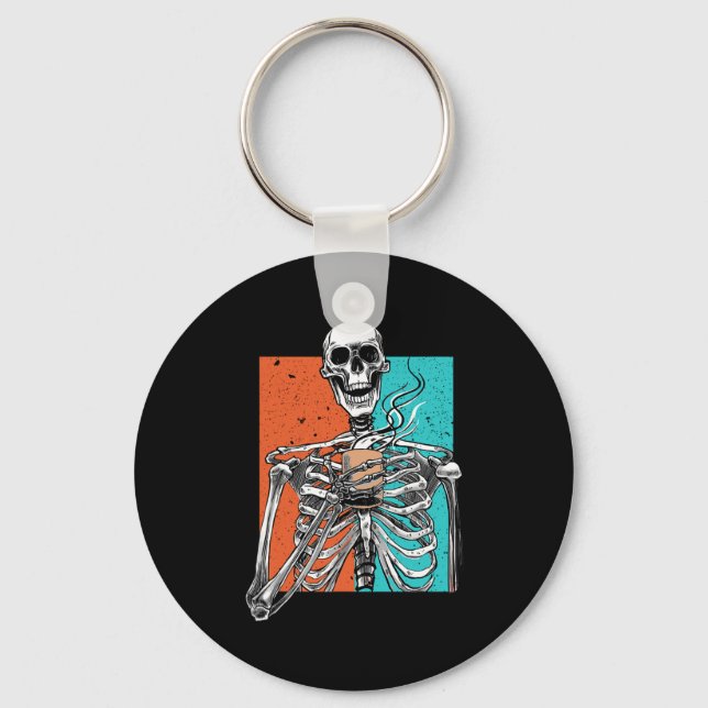 Llavero Skeleton Beber café Lover Funny Halloween Sku (Anverso)